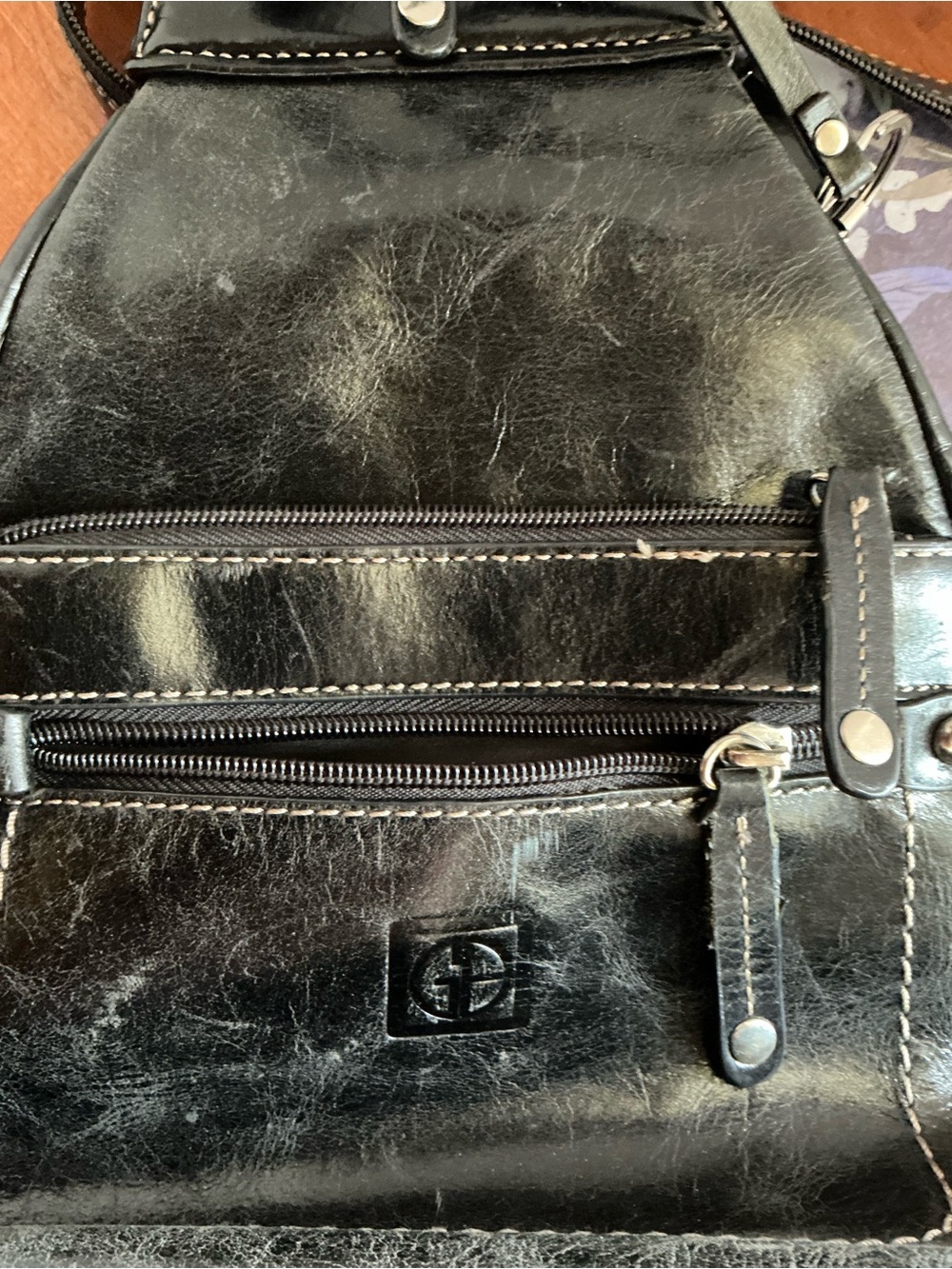 Giani Bernini Black Leather Backpack Sling Bag - Picture 7 of 7